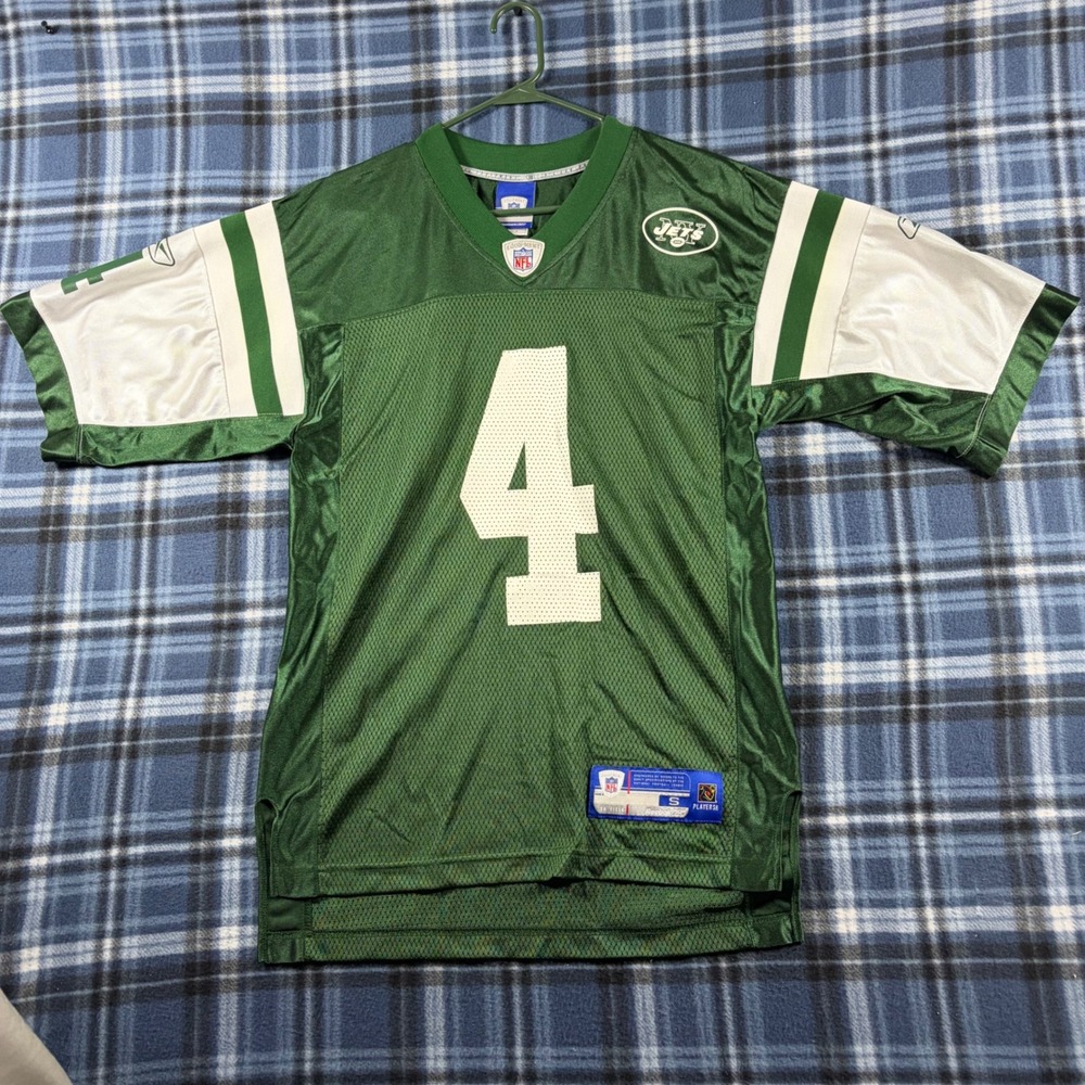 Reebok NFL Equipment New York Jets Brett Favre 4 Jersey Green White Mens Small